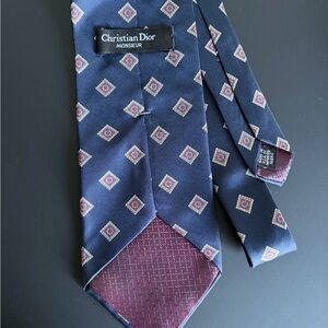 Dior Men's Silk Tie in Navy and Burgundy